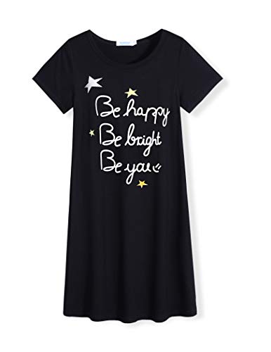 Arshiner Girls Nightgowns Summer Soft Cute Cartoon Print Pajama Sleep Dress for Kids 4-12 Years