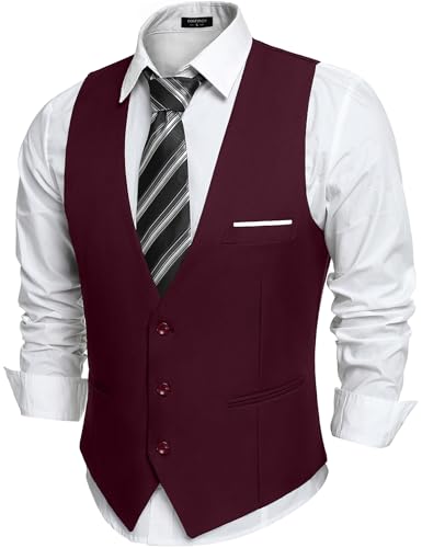 COOFANDY Men's Suit Vest Slim Fit Formal Business Dress Waistcoat Tuxedo Vest