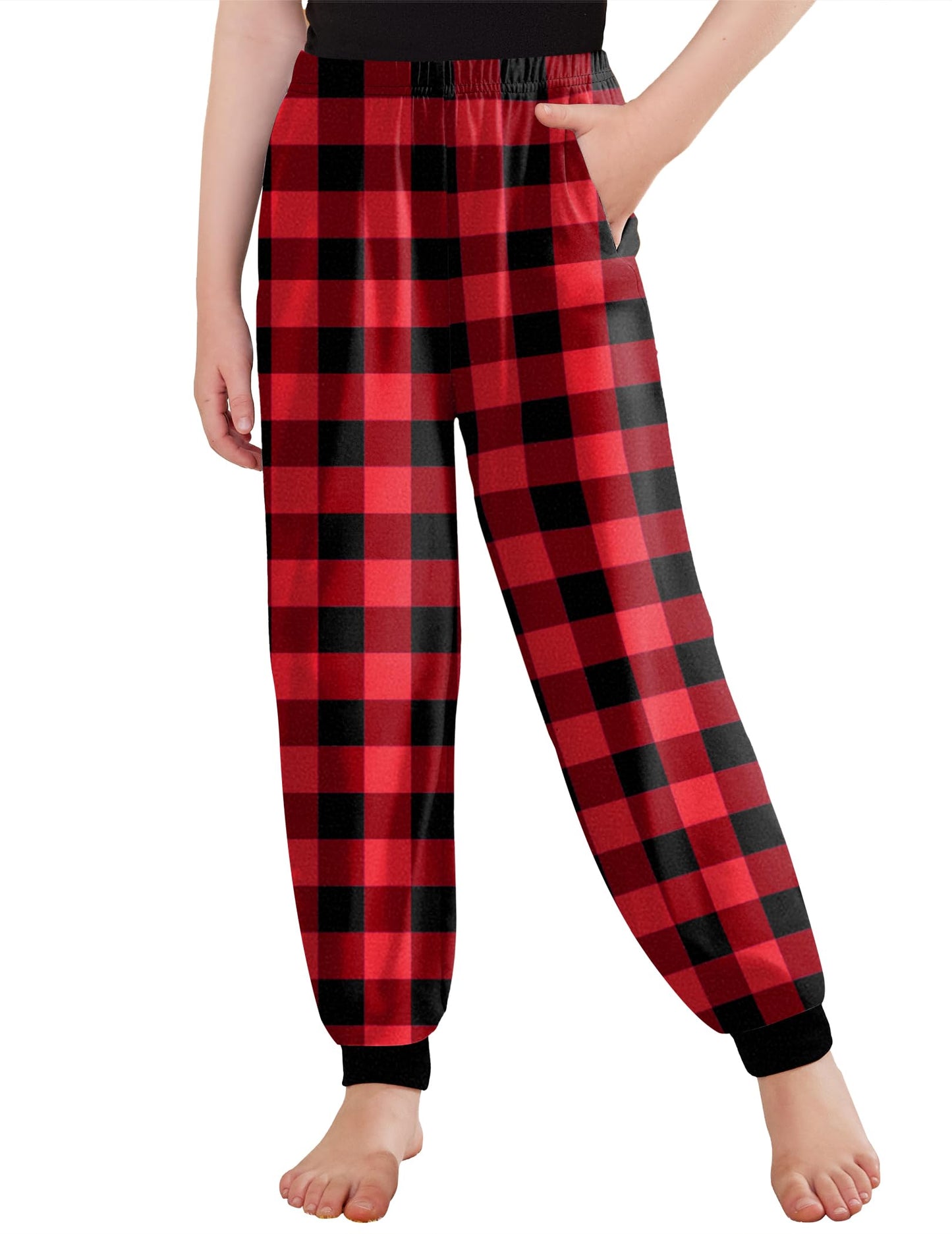Arshiner Girls Pajama Pants Kids Plaid Pj Pants Comfy Lounge Sleepwear Bottoms with Pockets