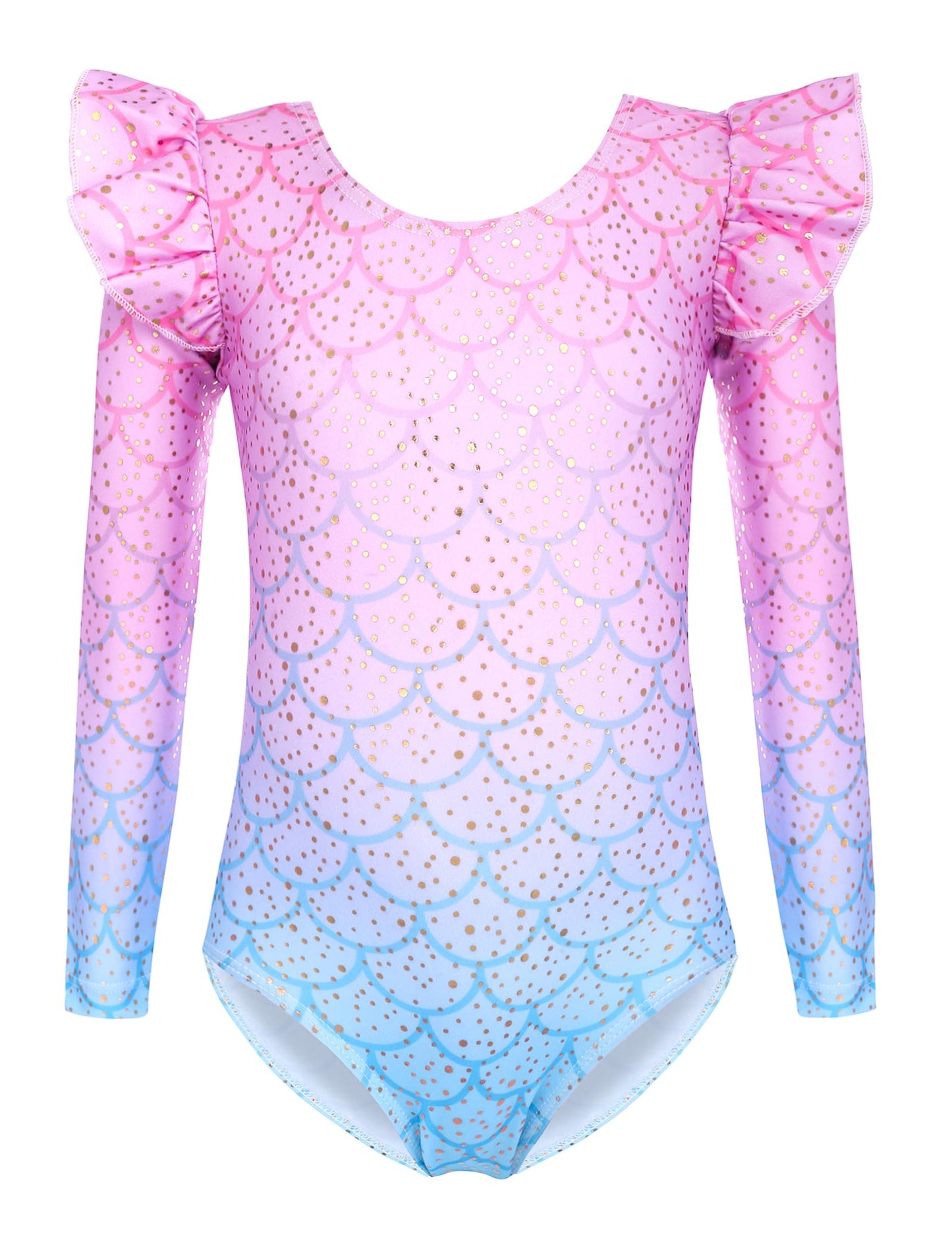 Arshiner Ruffle Long Sleeve Leotard for Girls Ballet Leotards Low Back Gymnastic Dance Outfits for Toddler