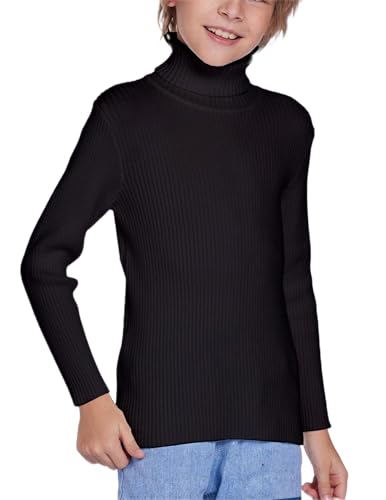 Arshiner Boy's Ribbed Turtleneck Cable Knitted Sweater Slim Fit Pullover Sweater for Kids 4-13 Years