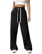 PINSPARK Wide Leg Sweat Pants for Womens High Waisted Baggy Sweatpants Casual Drawstring Workout Pants with Pockets