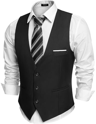 COOFANDY Men's Suit Vest Slim Fit Formal Business Dress Waistcoat Tuxedo Vest