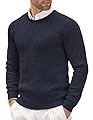 COOFANDY Men's Crewneck Knit Sweater Slim Fit Lightweight Casual Twist Patterned Cable Knitted Pullover