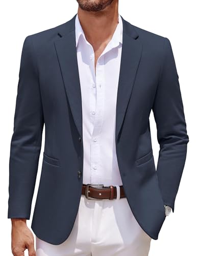 COOFANDY Men Stretch Knitted Blazer Jacket Slim Fit Fashion Wedding Sport Coats Black