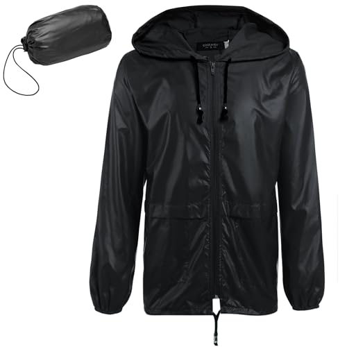 COOFANDY Mens Packable Raincoats Waterproof with Hood Light Weight Soft Shell Rain Jacket