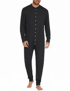 Ekouaer Men's One Piece Pajama Thermal Full Button Union Suit Long Sleeve Onesie with Button Flap S-XXL