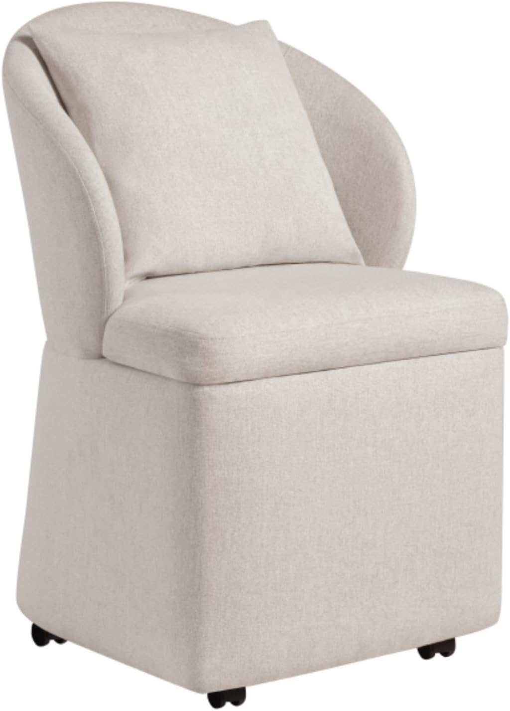 Dining Table and Chairs - Modern Rolling Dining Chairs with Storage Space, Upholstered Dining Room Chairs with Casters, FSC Certified Armless Kitchen Chair with 4 Wheels for Dining Room and Kitchen, Linen