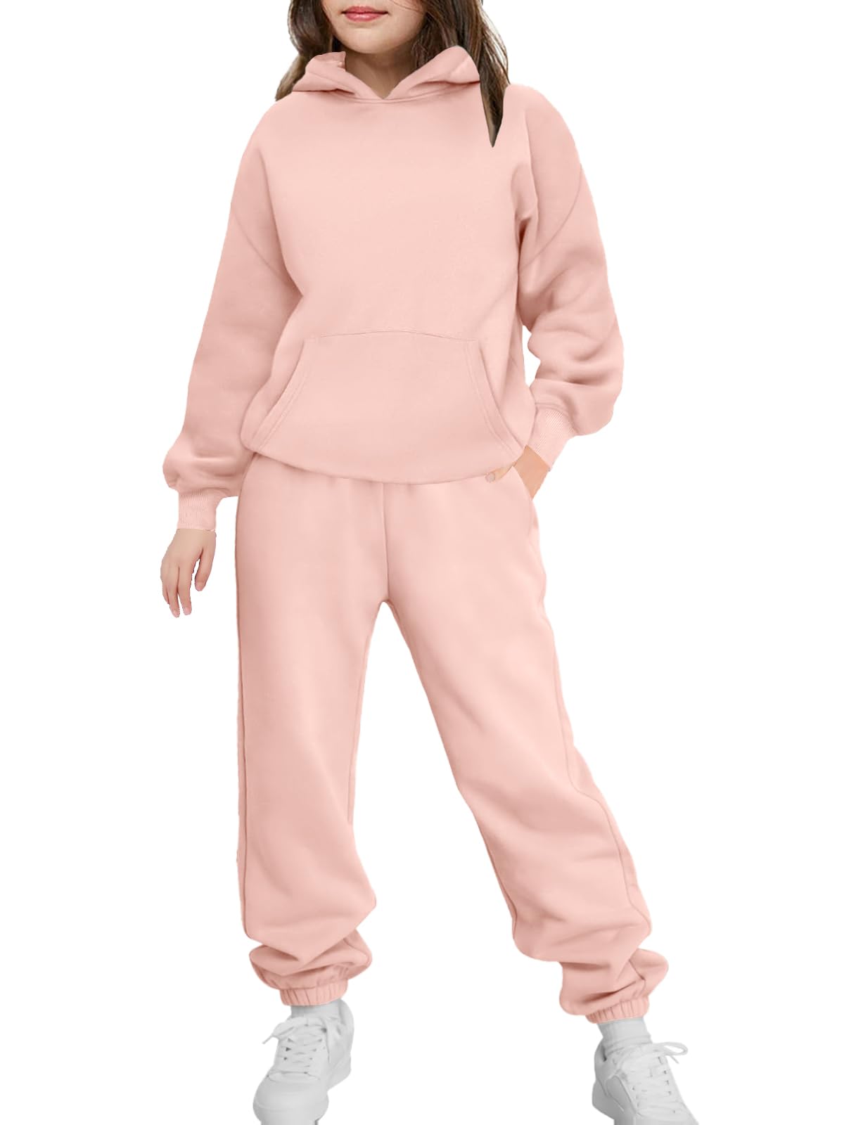 Arshinet Girls 2 Piece Outfits Hoodie Sweatsuit Sets Oversized Sweatshirt and Baggy Fall Fashion Sweatpant with Pockets