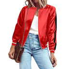 Zeagoo Women's Bomber Jacket Lightweight Zip Up Jacket Casual Striped Jacket Coat Outerwear Windbreaker with Pockets
