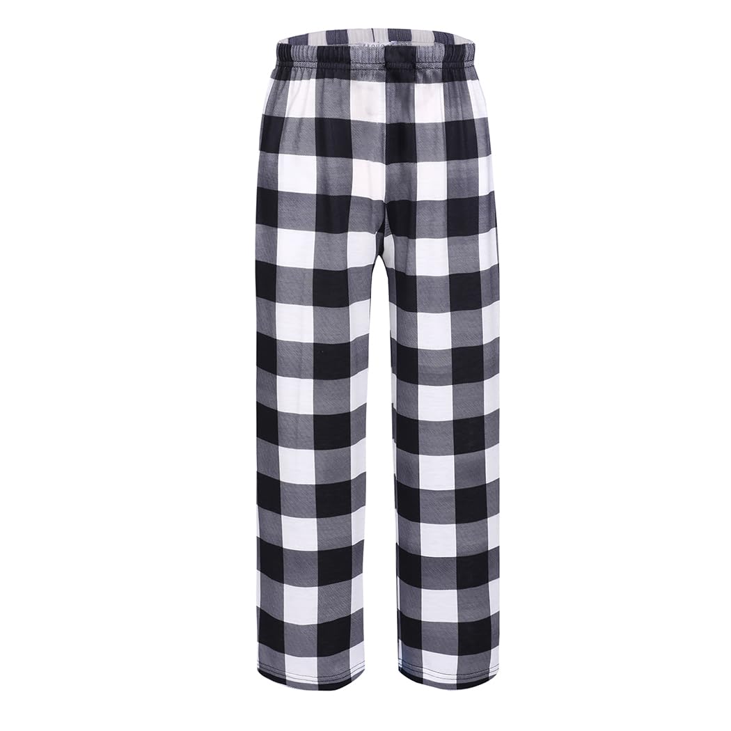 Ekouaer Boys Pajama Pants Long Sleep Pants Soft Elastic Waist Pajama Bottoms Plaid Lounge Pants with 2 Pockets 4-14 Years