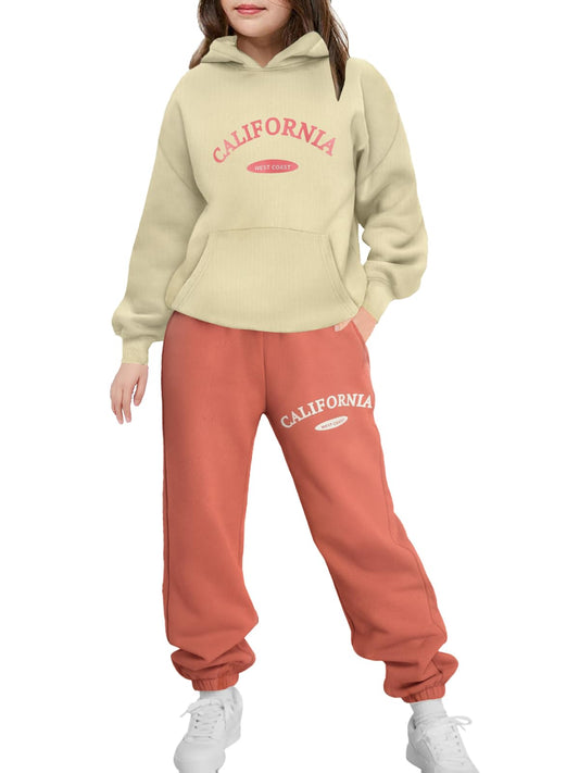 Arshinet Girls 2 Piece Outfits Hoodie Sweatsuit Sets Oversized Sweatshirt and Baggy Fall Fashion Sweatpant with Pockets