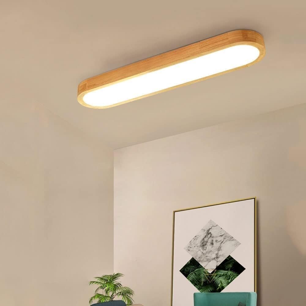 Lighting - Ceiling Light Modern LED Ceiling Light Made of Wood Rustic Farmhouse Long Stripes Ceiling Light Flush Mount Close to Ceiling Light Fixtures for Hallway Bar Bathroom Kitchen