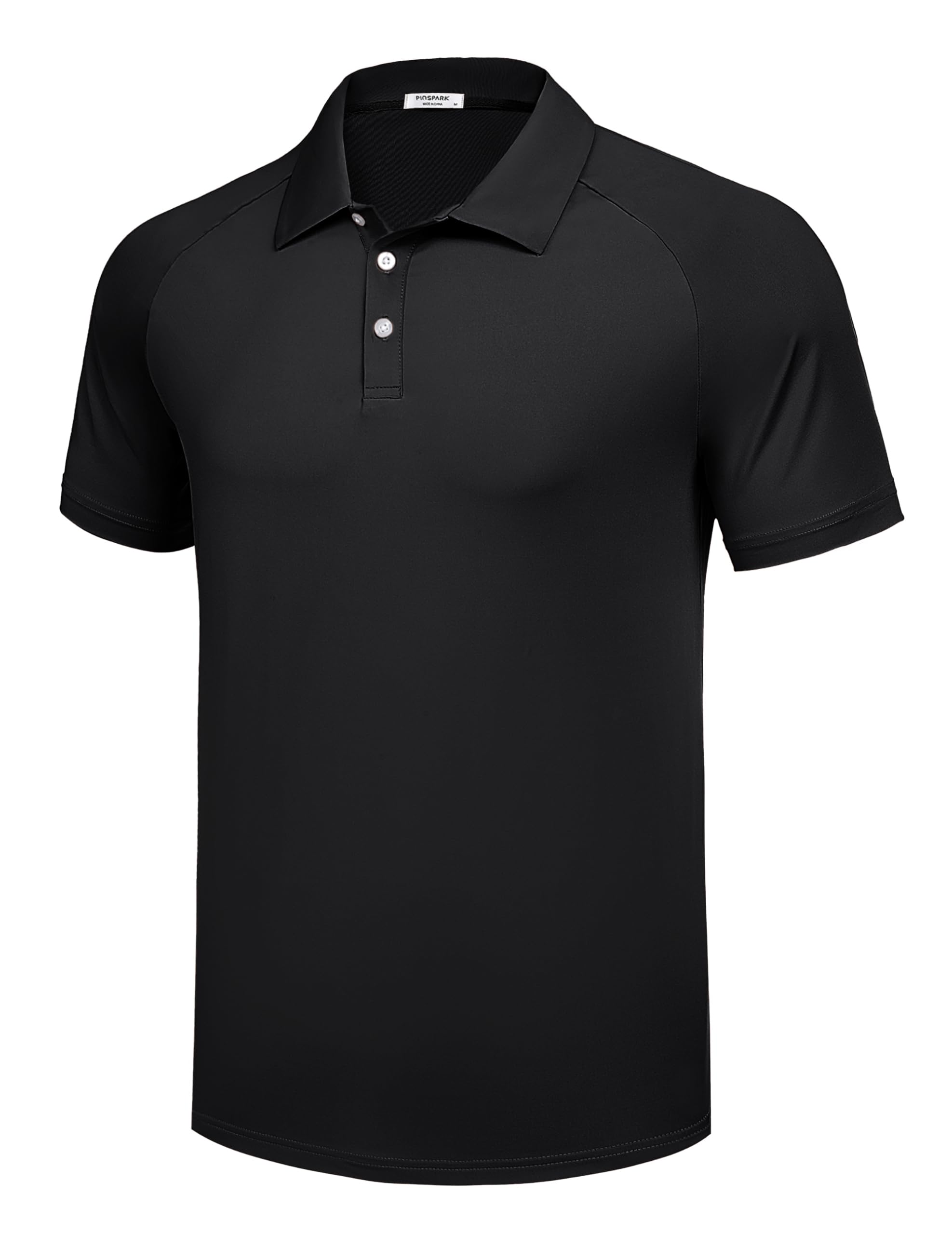 PINSPARK Mens Golf Polo Shirts Performance Quick-Dry Moisture-Wicking Collared Shirts Short Sleeve Buttons Casual Polo Shirts