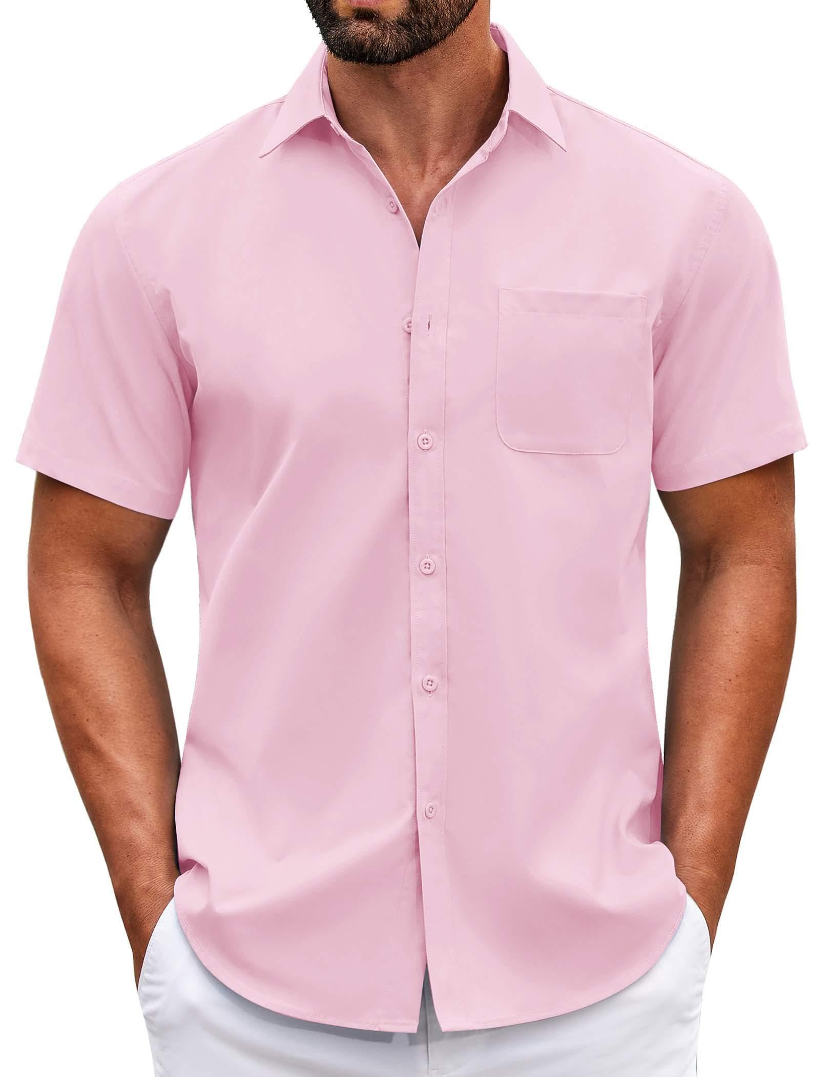 COOFANDY Mens Short Sleeve Casual Button Down Shirts Summer Untucked Dress Shirts with Pocket