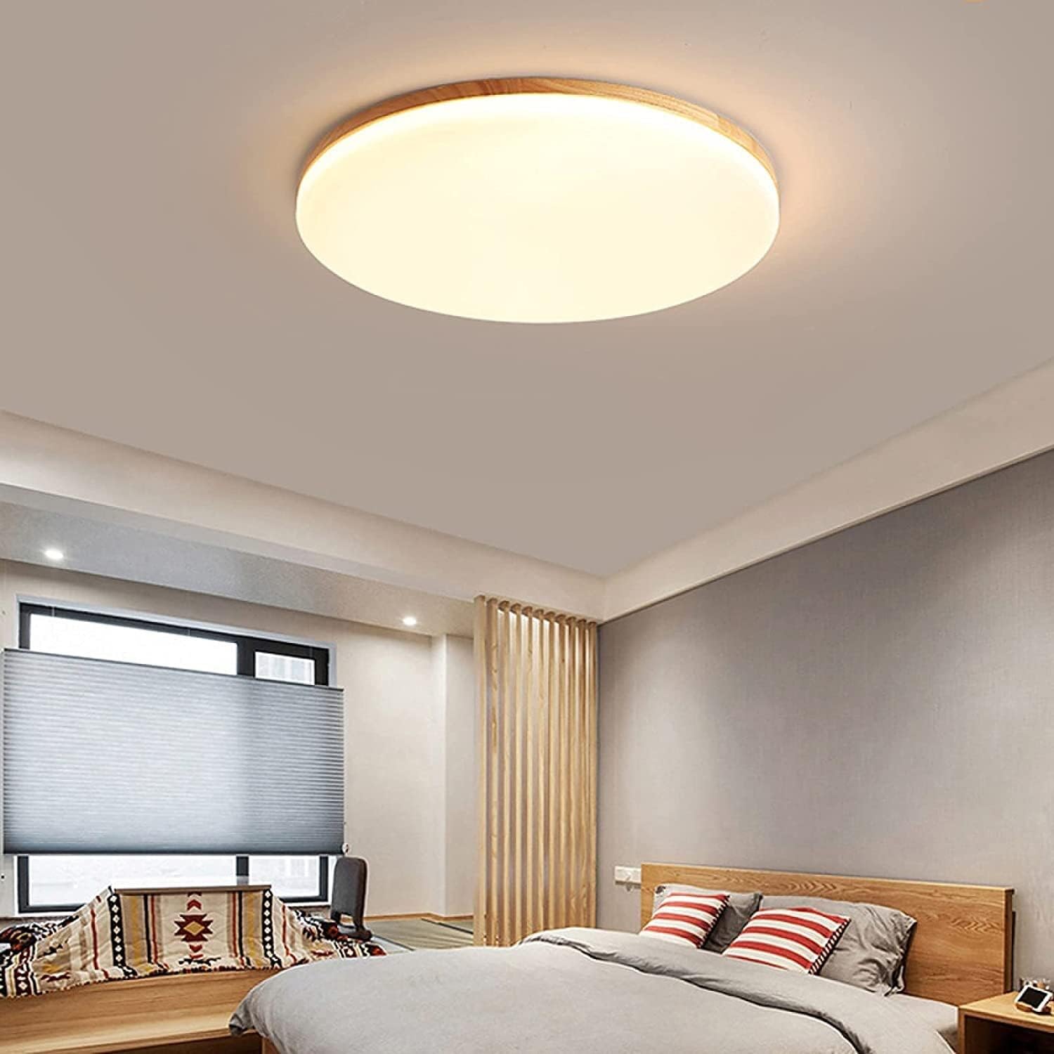 Lighting - Ceiling Light Living Room Lamps Round LED Ceiling Light Made of Solid Wood, Modern Nordic Ultra Thin Ceiling Light, Flush Mount Near the Ceiling, Lighting Fixtures for Bedroom, Living Room