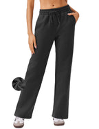 PINSPARK Fleece Sweatpants for Women High Rise Full Length Loose Sweat Pants Casual Winter Athletic Pants with Pockets Brown Regular M