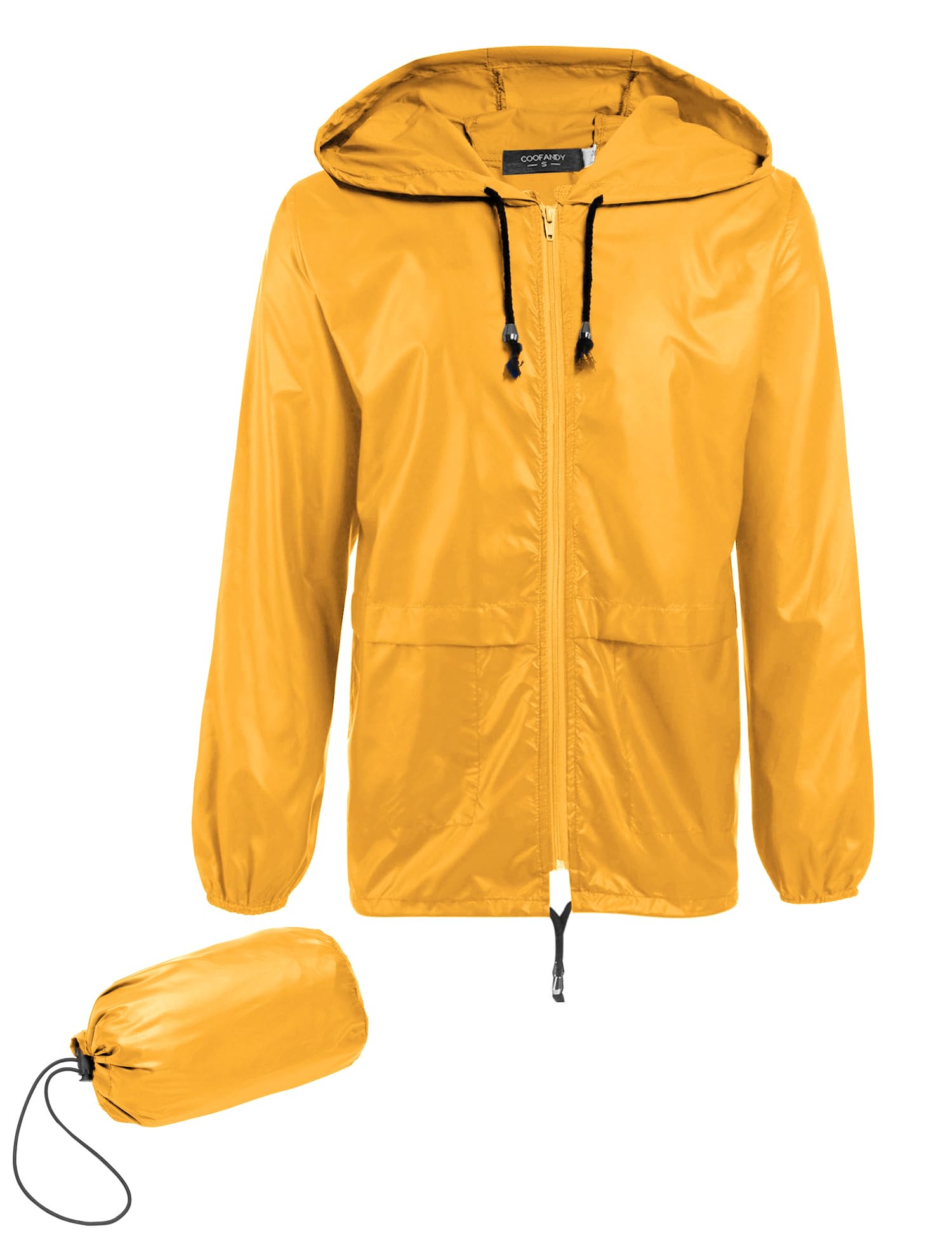 COOFANDY Mens Packable Rain Jacket Lightweight Waterproof Raincoat with Hood Outdoor Rain Gear Travel Hiking Cycling