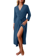 Ekouaer Women Robes Long Knit Bathrobe Lightweight Soft Kimono Robes Casual Ladies Loungewear with Pockets