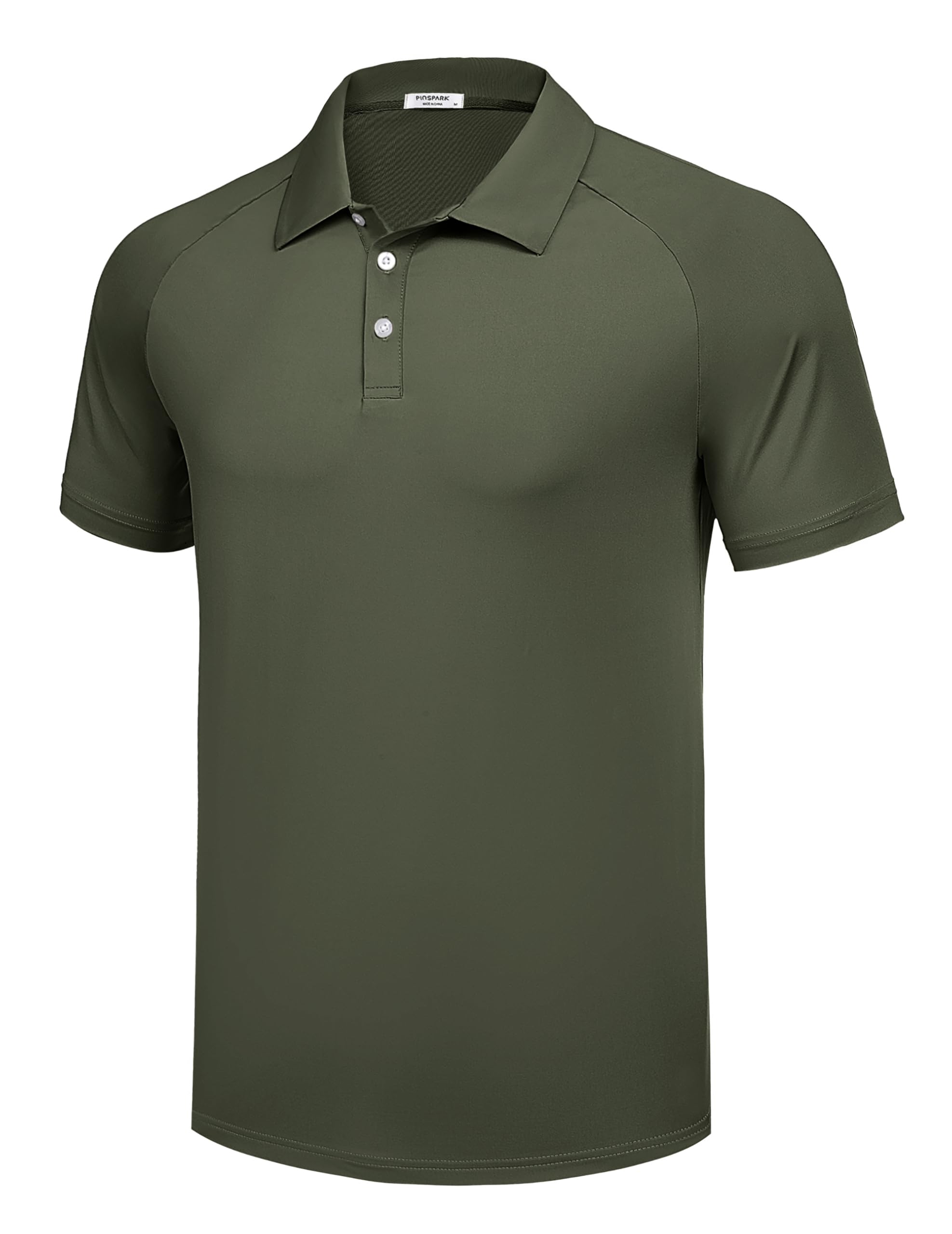 PINSPARK Mens Golf Polo Shirts Performance Quick-Dry Moisture-Wicking Collared Shirts Short Sleeve Buttons Casual Polo Shirts