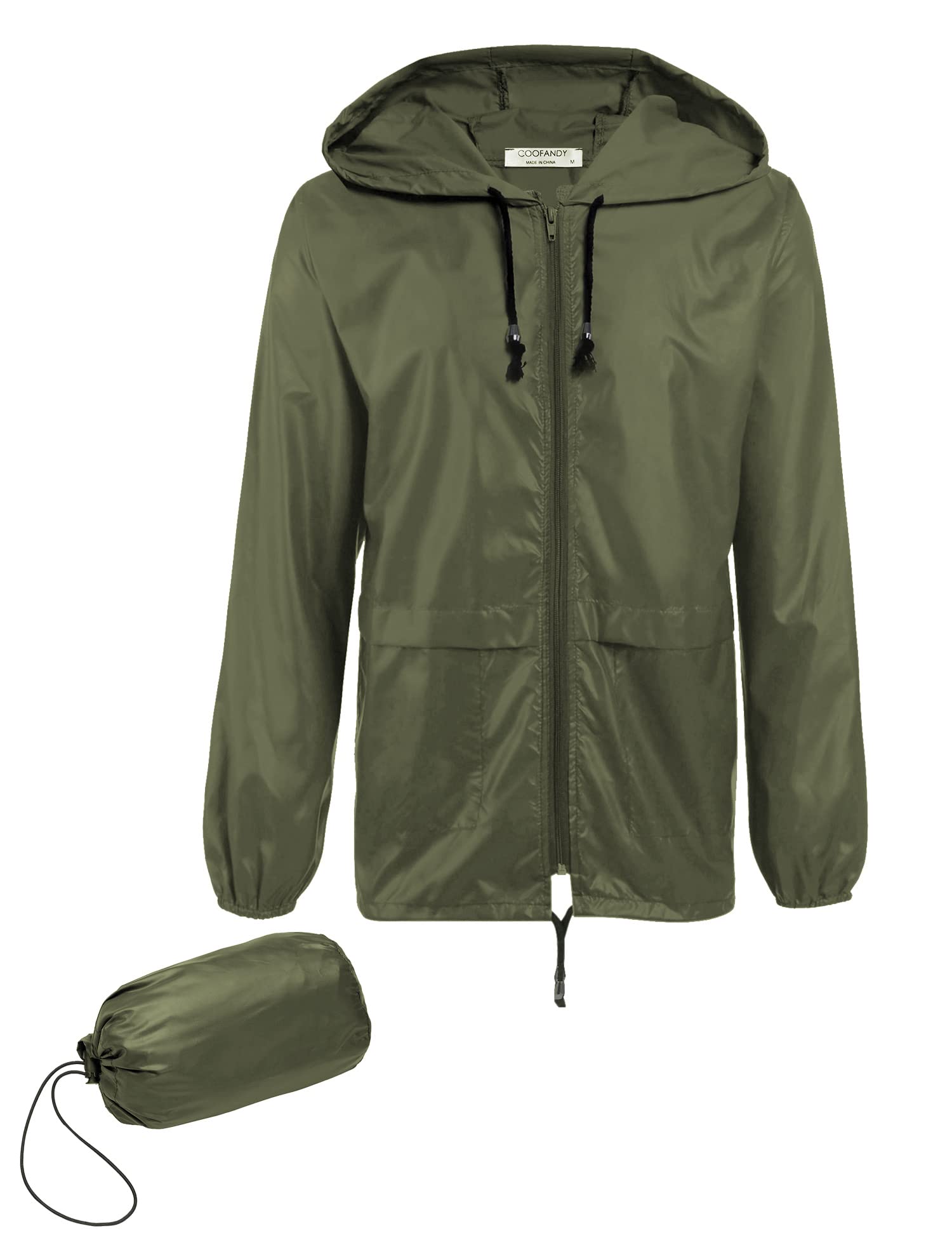 COOFANDY Mens Packable Rain Jacket Lightweight Waterproof Raincoat with Hood Outdoor Rain Gear Travel Hiking Cycling