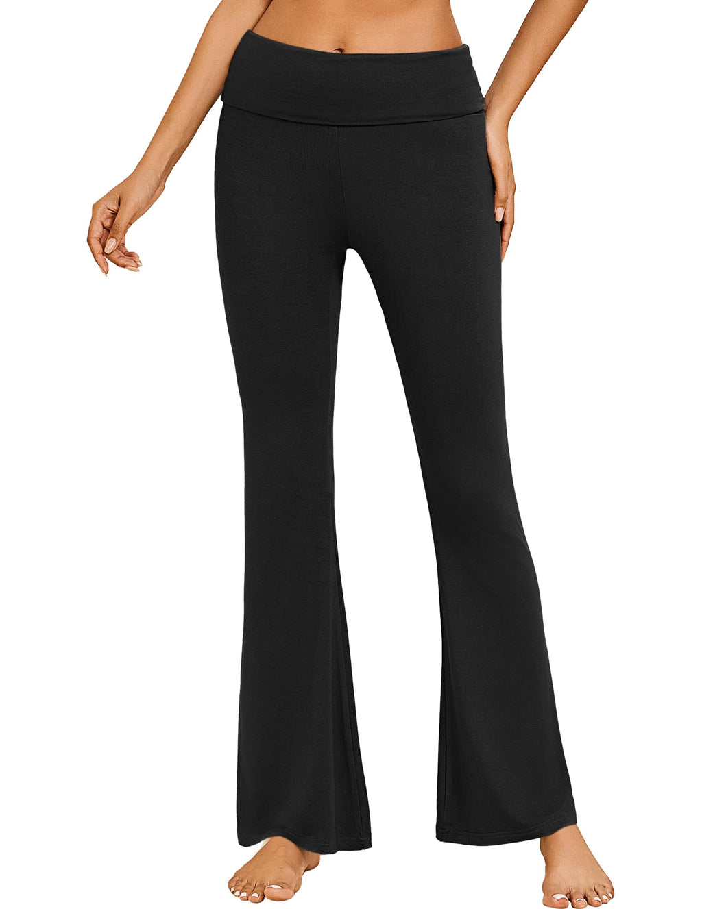 Ekouaer Fold Over Yoga Pants for Women Flare Leggings Comfy Pajama Pants Lounge Bell Bottom Pants