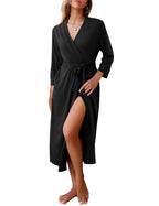 Ekouaer Women Robes Long Knit Bathrobe Lightweight Soft Kimono Robes Casual Ladies Loungewear with Pockets