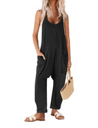 Ekouaer Womens Sleeveless Jumpsuit Loose Spaghetti Strap Baggy Overalls Jumpers Casual Long Pants Rompers with Pockets 2025