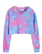 Arshiner Girls Cropped Hoodie Kids Long Sleeve Crop Tops Tie-dye Hoodies Hooded Pullover Sweatshirts 5-16 Years