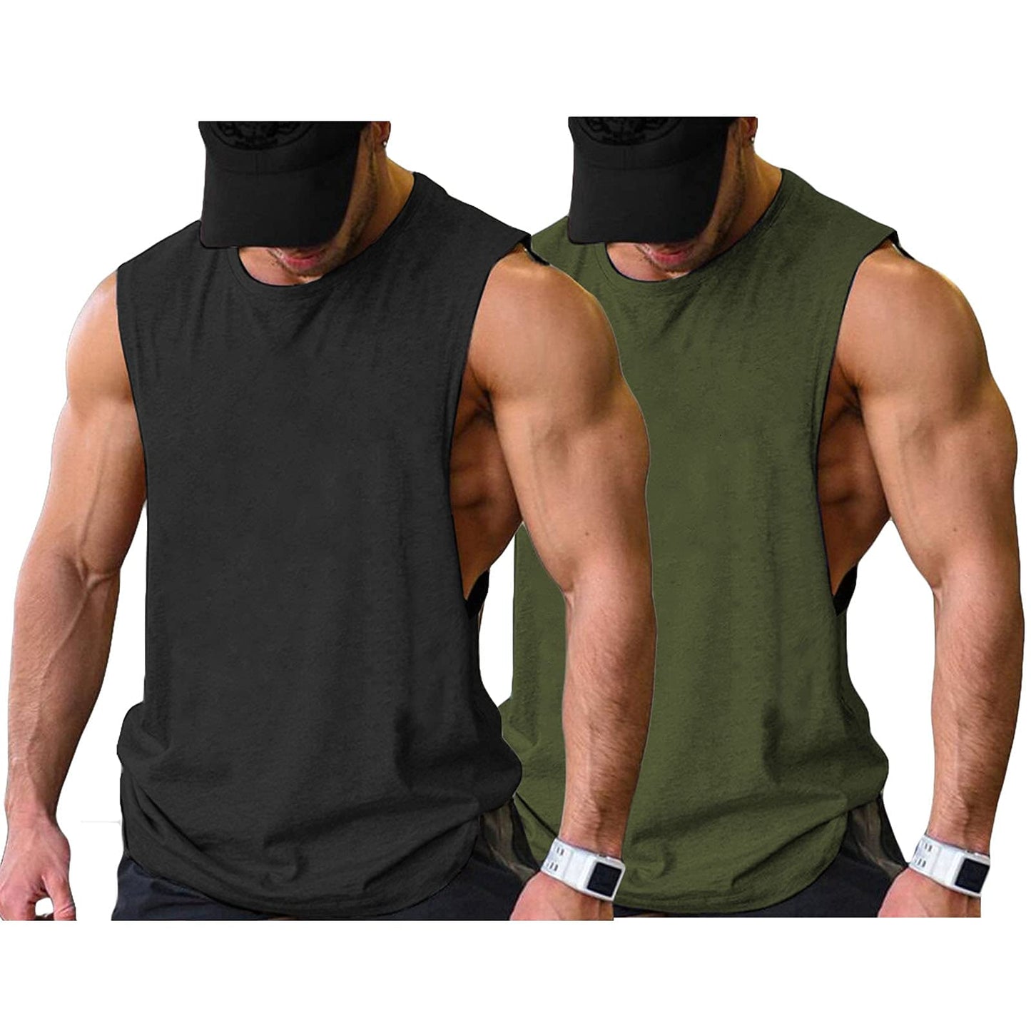 COOFANDY Mens Gym Tank Top Men UK Muscle Vest Workout Sleeveless Tshirt Bodybuilding Sport Summer Loose Fit Black Light Khaki XL