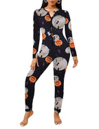 Ekouaer Womens Onesie Adult Button One Piece Pajama Long Sleeve Onesie Pajamas Jumpsuit Sleepwear for Women