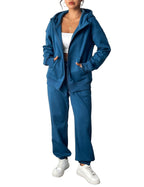 PINSPARK 2 Piece Sets for Women Fleece Sweatsuits Zip Up Hoodie Sweatshirts Drawstring Jogger Sweatpants With Pockets 2024