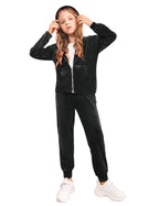 Arshiner 2 Piece Outfits for Girls Velour Tracksuit Hoodie and Jogger Set Sweatsuit Athletic Clothes Sets
