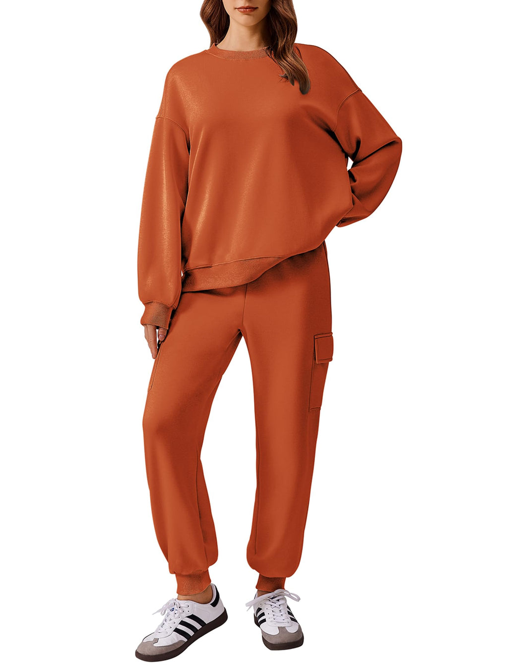 PINSPARK Two Piece Sets for Women Sweatsuit Drawstring Cargo Jogger Sets with 4 Pockets 2025 Airport Outfits Fall Tracksuit