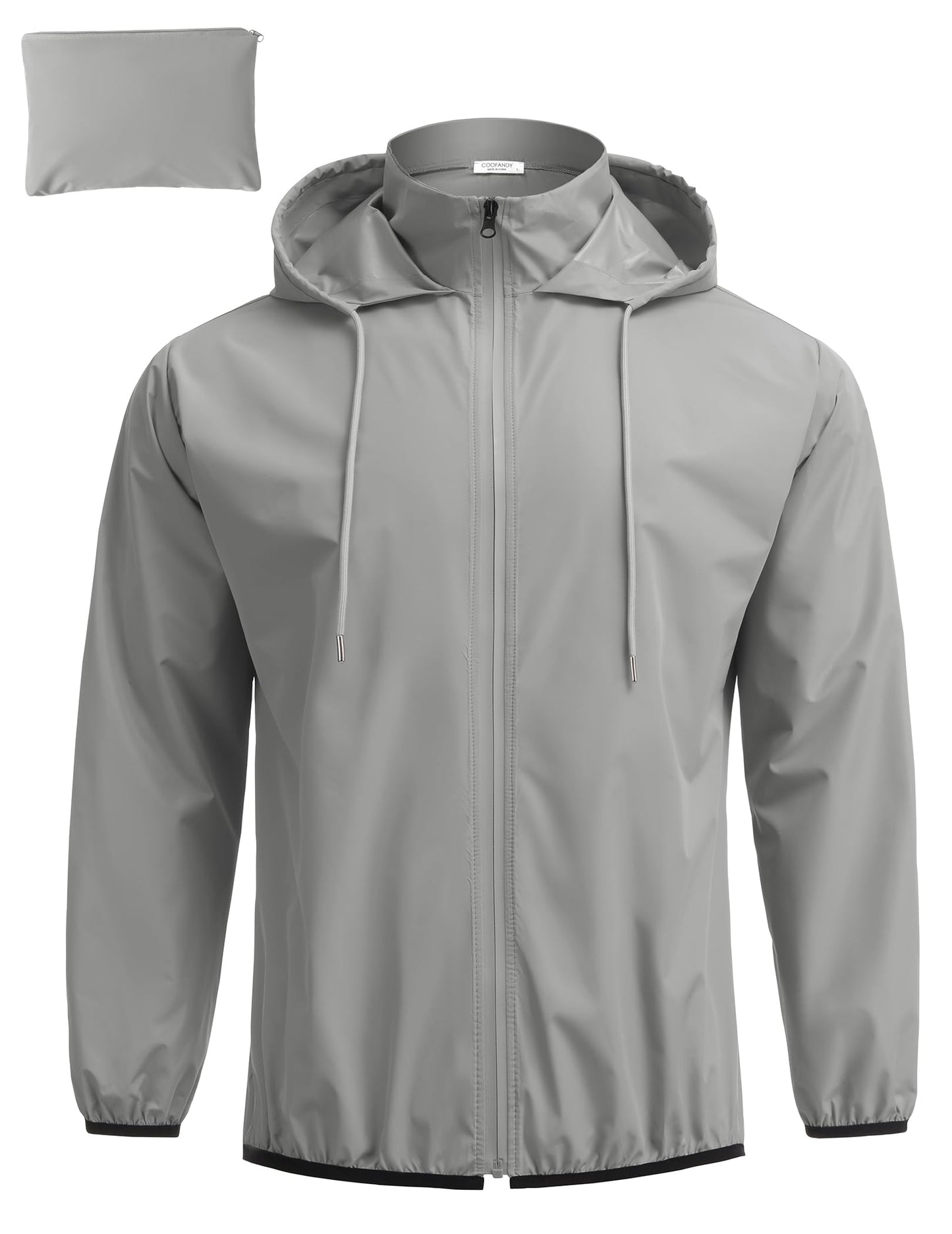 COOFANDY Unisex Packable Rain Jacket Lightweight Waterproof Hooded Outdoor Running Hiking Cycling Raincoat