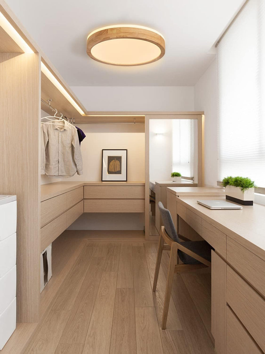 Lighting - LED Ceiling Light Wood Bedroom Warm White Ceiling Light Kitchen Lamp Round Ceiling Lamp Wood for Bedroom/Office/Kitchen/Children's Room/Hallway/Balcony