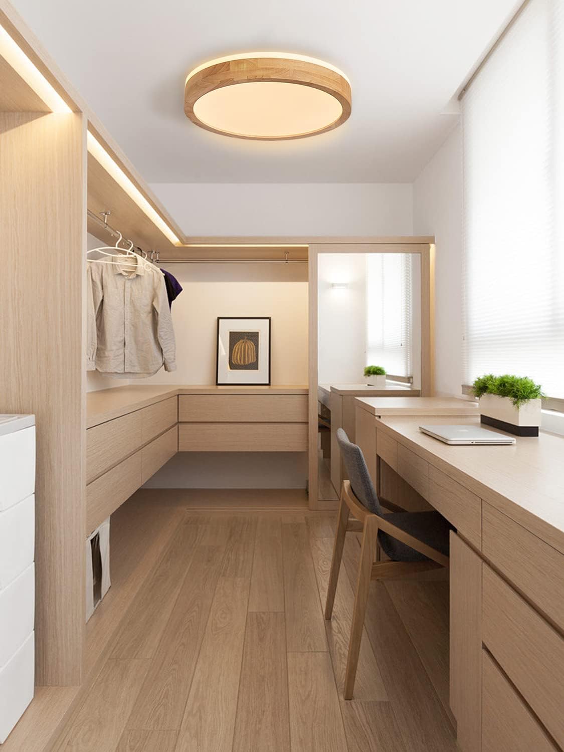 Lighting - LED Ceiling Light Wood Bedroom Warm White Ceiling Light Kitchen Lamp Round Ceiling Lamp Wood for Bedroom/Office/Kitchen/Children's Room/Hallway/Balcony