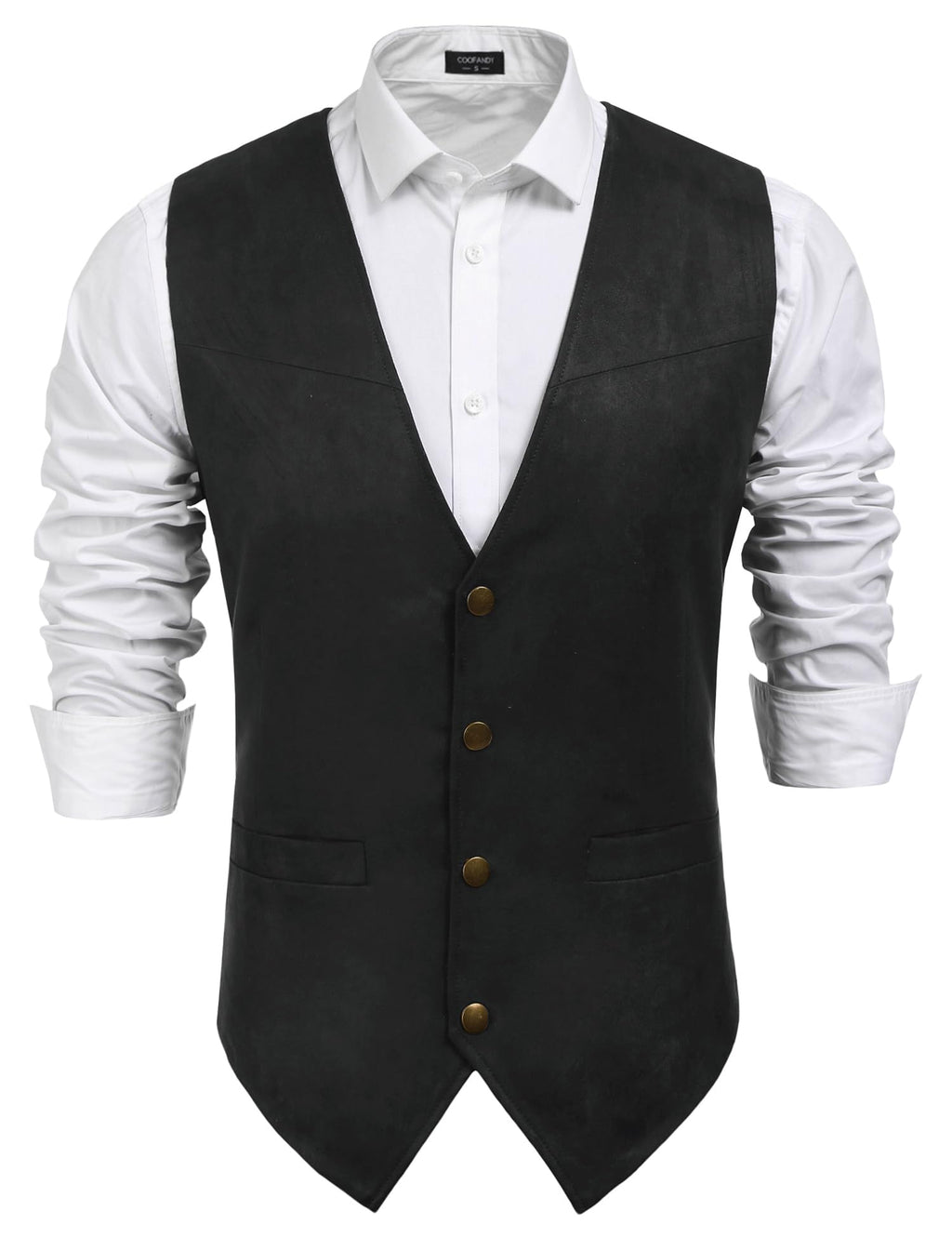 COOFANDY Men's Suede Leather Suit Vest Casual Western Vest Jacket Slim Fit Vest Waistcoat (XXX-Large, 01_Coffe)