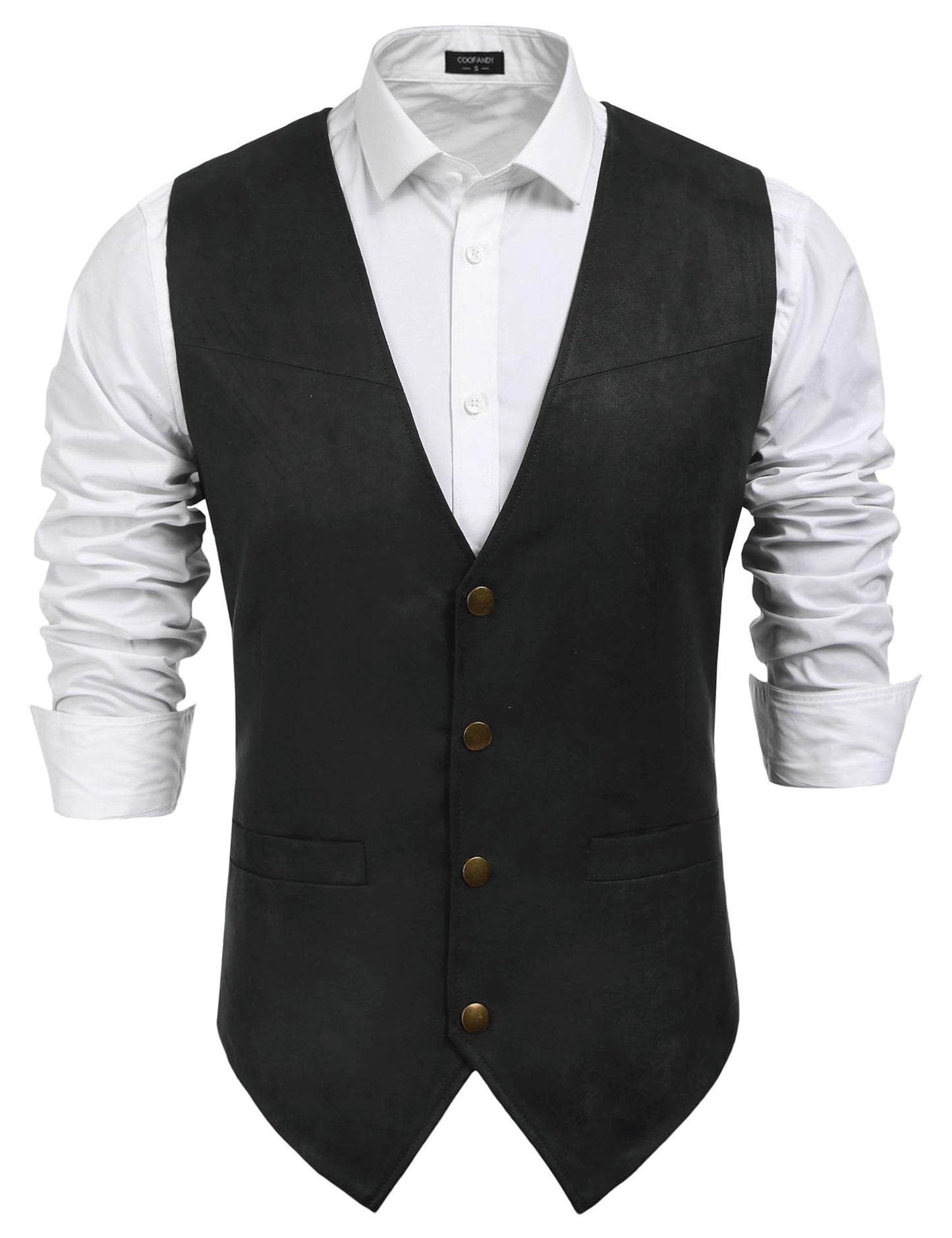 COOFANDY Men's Suede Leather Suit Vest Casual Western Vest Jacket Slim Fit Vest Waistcoat (XXX-Large, 01_Coffe)