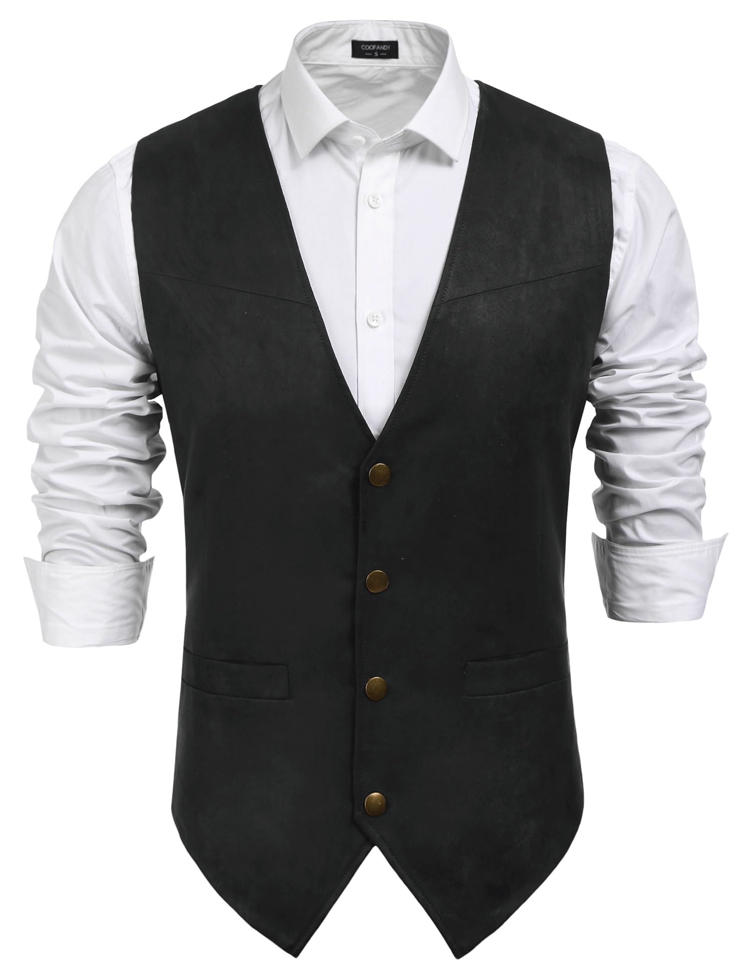 COOFANDY Men's Suede Leather Suit Vest Casual Western Vest Jacket Slim Fit Vest Waistcoat (XXX-Large, 01_Coffe)