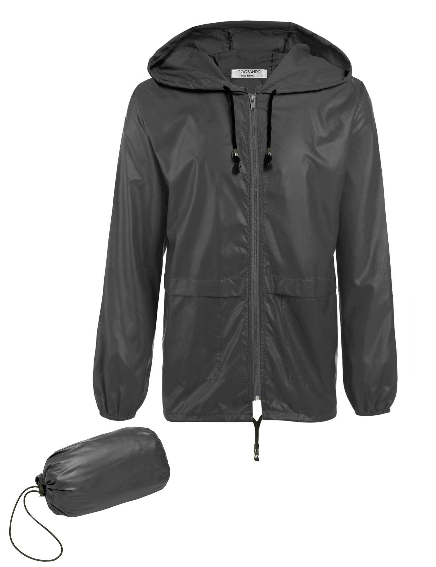 COOFANDY Mens Packable Rain Jacket Lightweight Waterproof Raincoat with Hood Outdoor Rain Gear Travel Hiking Cycling