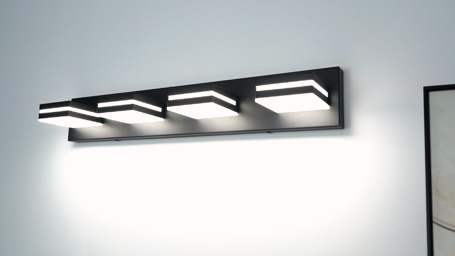 Lighting - Matte Black Modern Acrylic Bathroom Wall Lighting Fixtures Over Mirror
