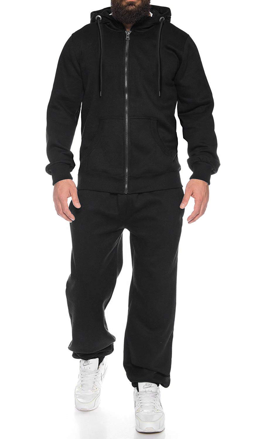 COOFANDY Mens Black Sweatsuit Jogging Outfits Running Sweatisuit Joggers Workout Sweatpants 2 Piece Tracksuit for Men