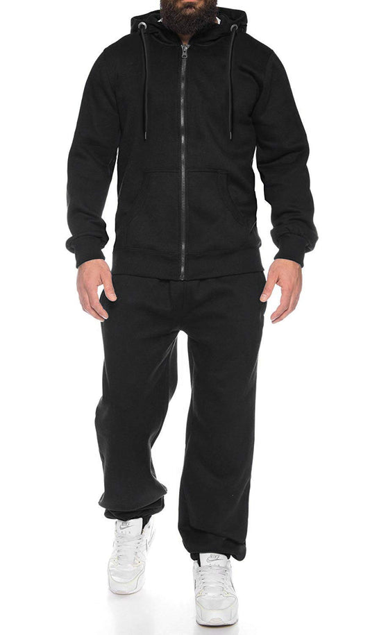 COOFANDY Mens Black Sweatsuit Jogging Outfits Running Sweatisuit Joggers Workout Sweatpants 2 Piece Tracksuit for Men