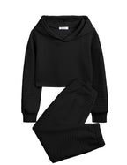 Arshiner Girls 2 Piece Outfit Waffle Knit Pullover Hooded Sweatshirt and Sweatpants Clothing Sets Long Sleeve Tracksuits