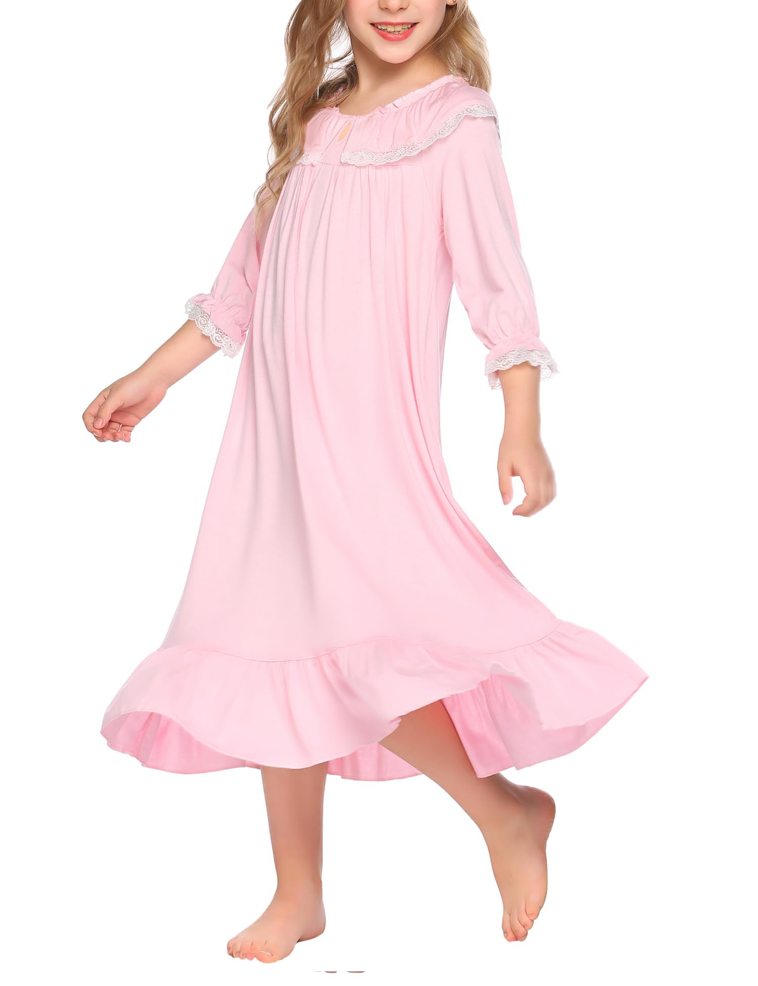 Ekouaer Girls Nightgowns Toddler Pajamas Dress Sleep Nightshirts Princess Soft Sleepwear for Kids