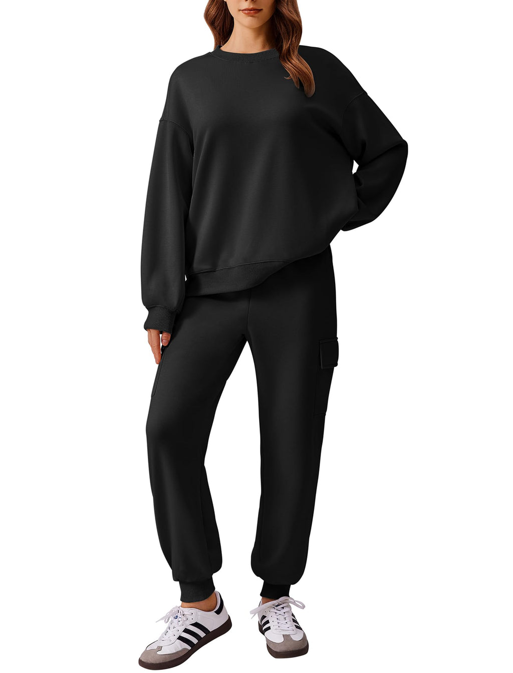 PINSPARK Two Piece Sets for Women Sweatsuit Drawstring Cargo Jogger Sets with 4 Pockets 2025 Airport Outfits Fall Tracksuit