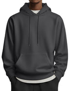 COOFANDY Mens Long Sleeve Sweatshirt Long Sleeve Knit Drawstring Hoodies for Men with Kanga Pocket Black Large