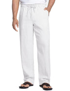 COOFANDY Men's Linen Trousers Casual Summer Drawstring Trousers Linen Pants Beach Leisure Trousers with Elasticated Waist Comfort Fit Khaki XL