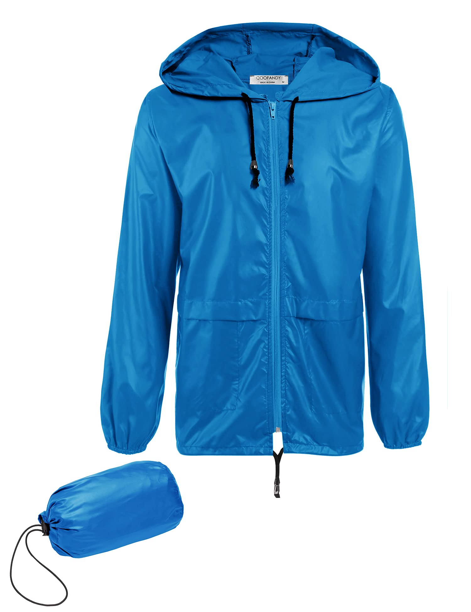 COOFANDY Mens Packable Rain Jacket Lightweight Waterproof Raincoat with Hood Outdoor Rain Gear Travel Hiking Cycling